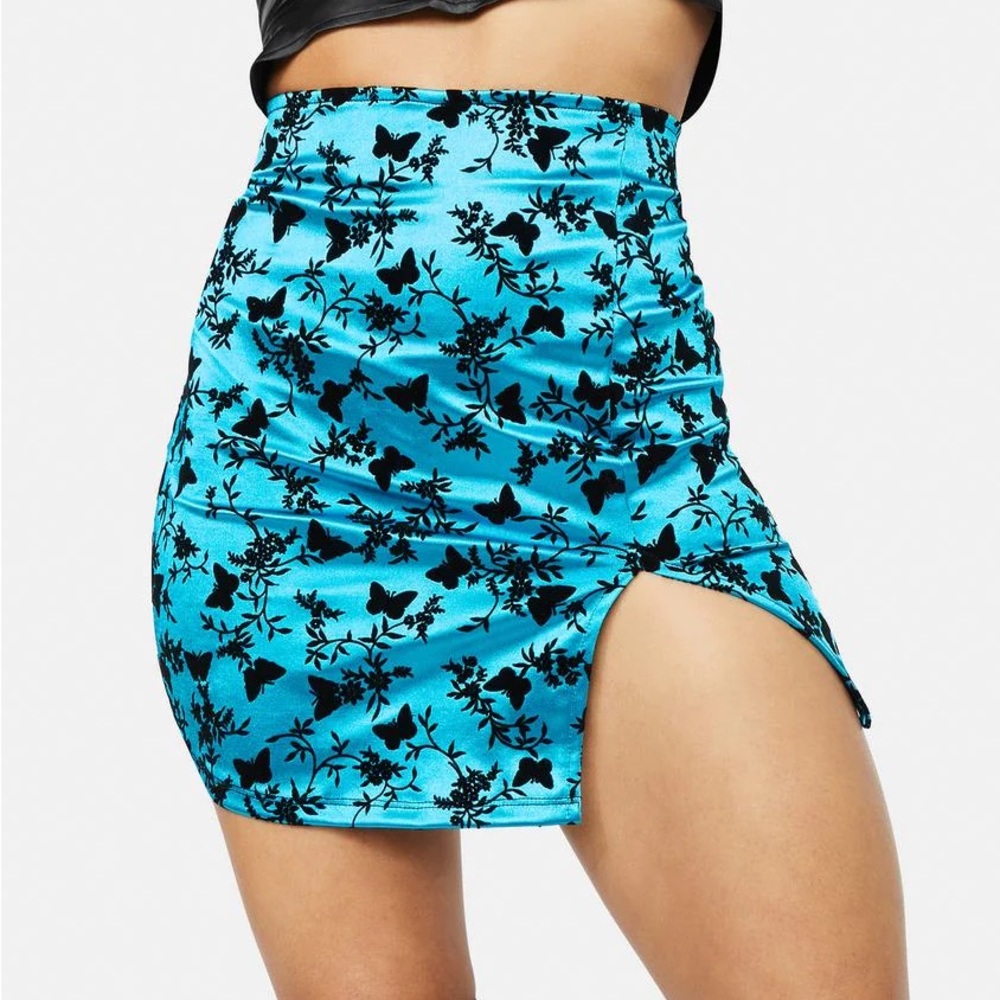 MOTEL Butterfly Bloom Blue Wren Mini Skirt
